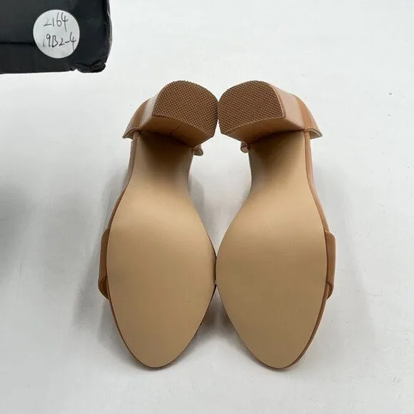 FSJ Brown Chunky High Heel Sandals Open Toe Ankle Strap Single Band Dress Shoe