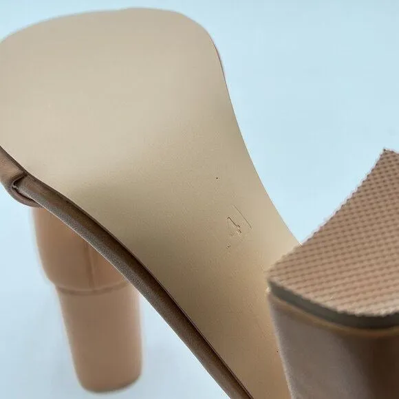 FSJ Brown Chunky High Heel Sandals Open Toe Ankle Strap Single Band Dress Shoe