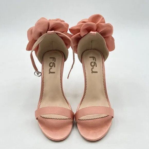 FSJ Nude Women Open Toe Stylish Sandal Ankle Strap Chunky Block High Thick Heels
