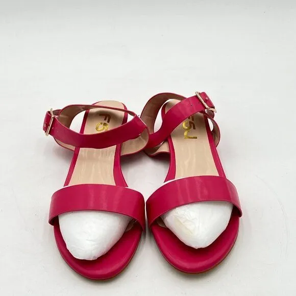 FSJ Women Casual Open Toe Block Low Heel Ankle Strap Sandals Comfort Summer Shoe