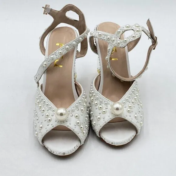 FSJ Women Open Toe Stylish Sandal Ankle Strap Chunky Block High Thick Heels Wedd