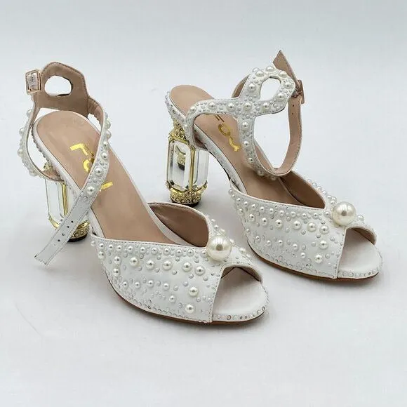 FSJ Women Open Toe Stylish Sandal Ankle Strap Chunky Block High Thick Heels Wedd