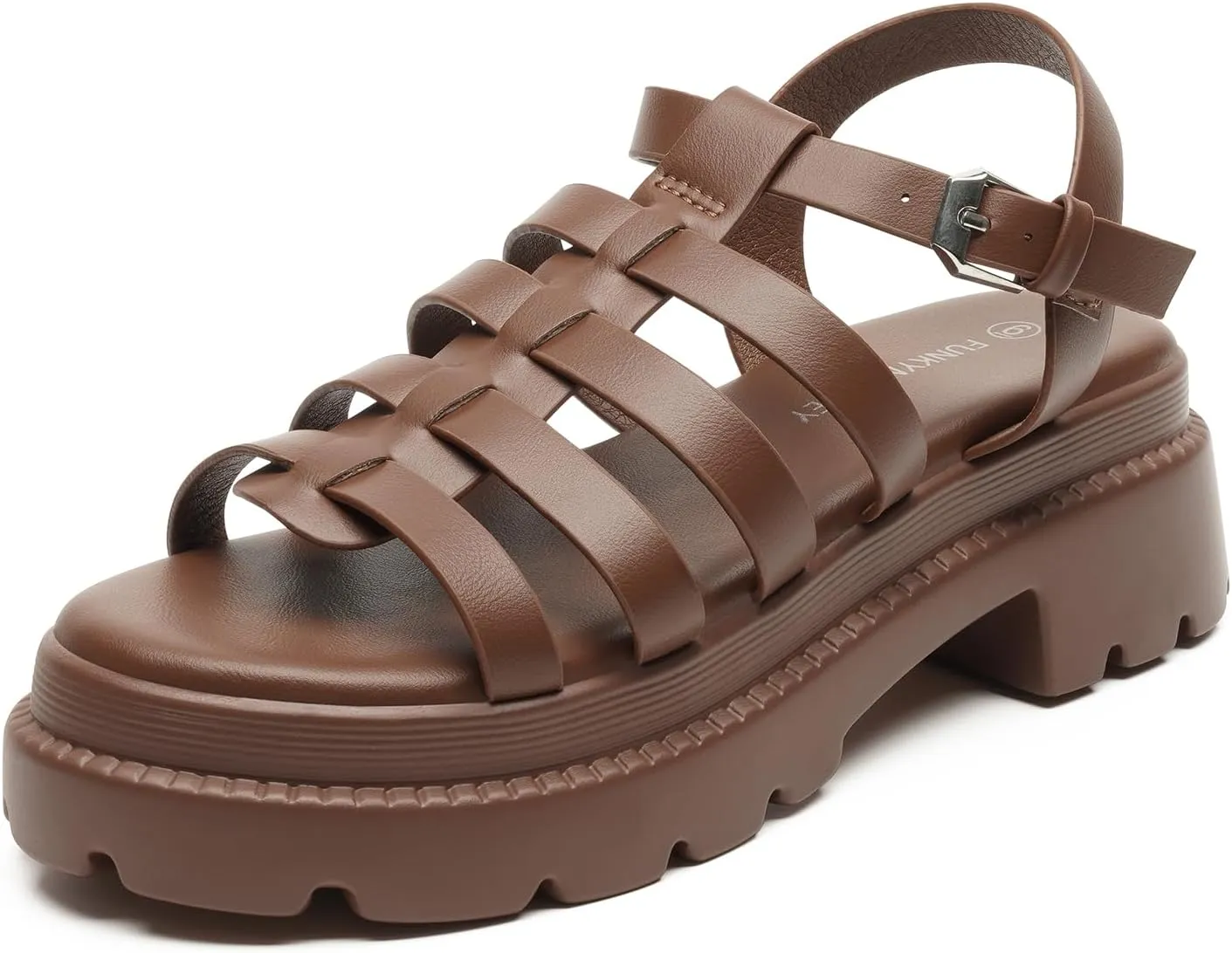FUNKYMONKEY Women's Roman Style Open Toe Platform Sandals With Adjustable Ankle Strap Thick Soled Comfort Shoes