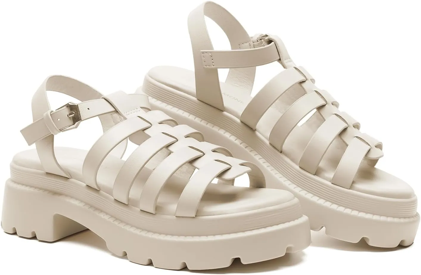 FUNKYMONKEY Women's Roman Style Open Toe Platform Sandals With Adjustable Ankle Strap Thick Soled Comfort Shoes