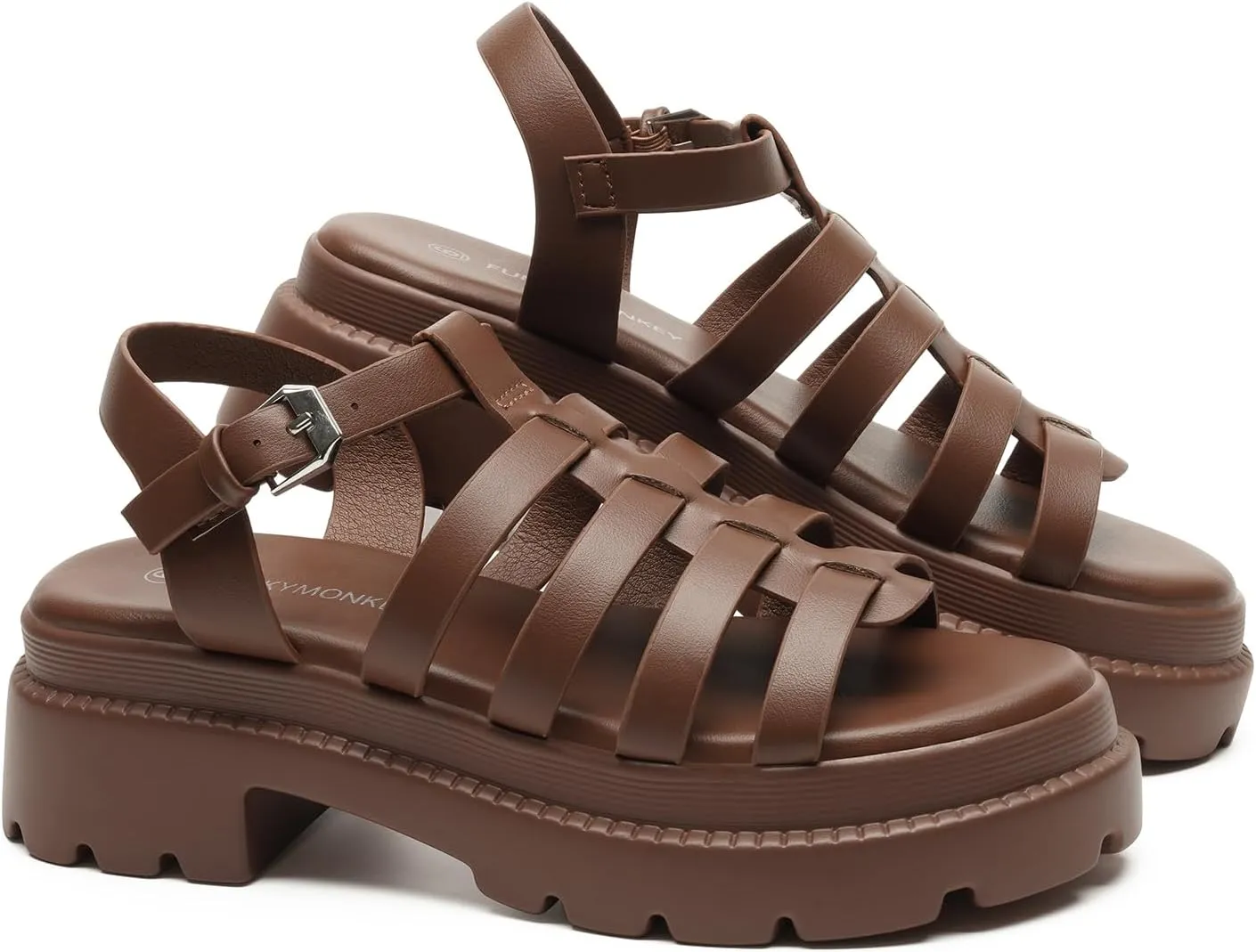 FUNKYMONKEY Women's Roman Style Open Toe Platform Sandals With Adjustable Ankle Strap Thick Soled Comfort Shoes