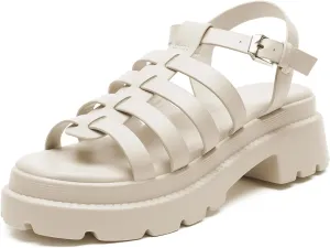 FUNKYMONKEY Women's Roman Style Open Toe Platform Sandals With Adjustable Ankle Strap Thick Soled Comfort Shoes