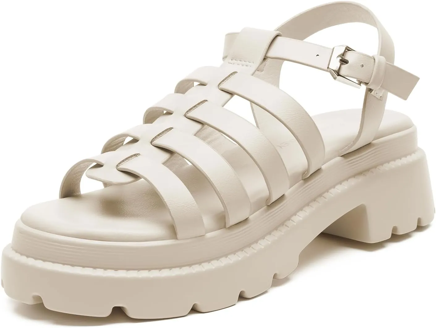 FUNKYMONKEY Women's Roman Style Open Toe Platform Sandals With Adjustable Ankle Strap Thick Soled Comfort Shoes