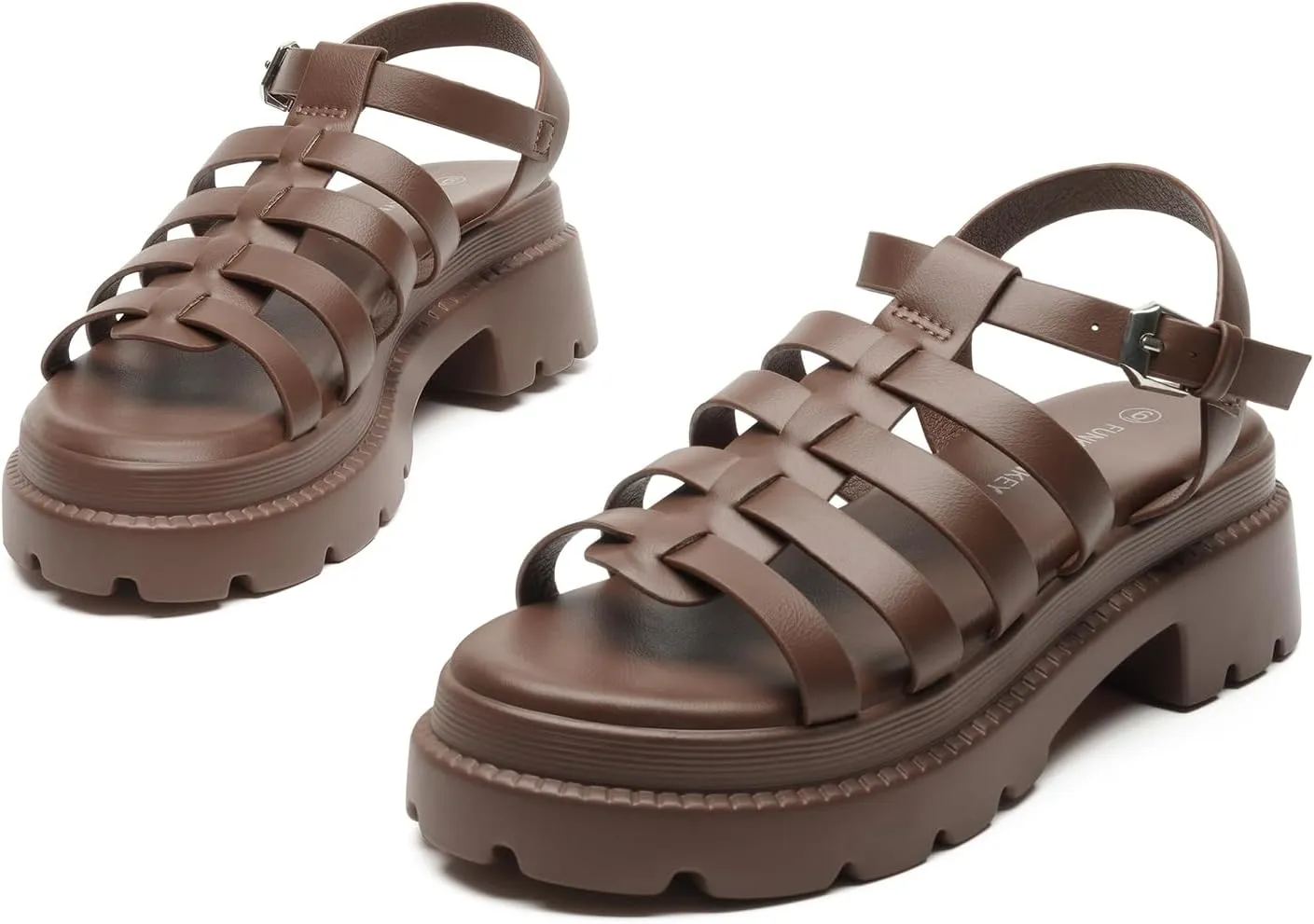 FUNKYMONKEY Women's Roman Style Open Toe Platform Sandals With Adjustable Ankle Strap Thick Soled Comfort Shoes