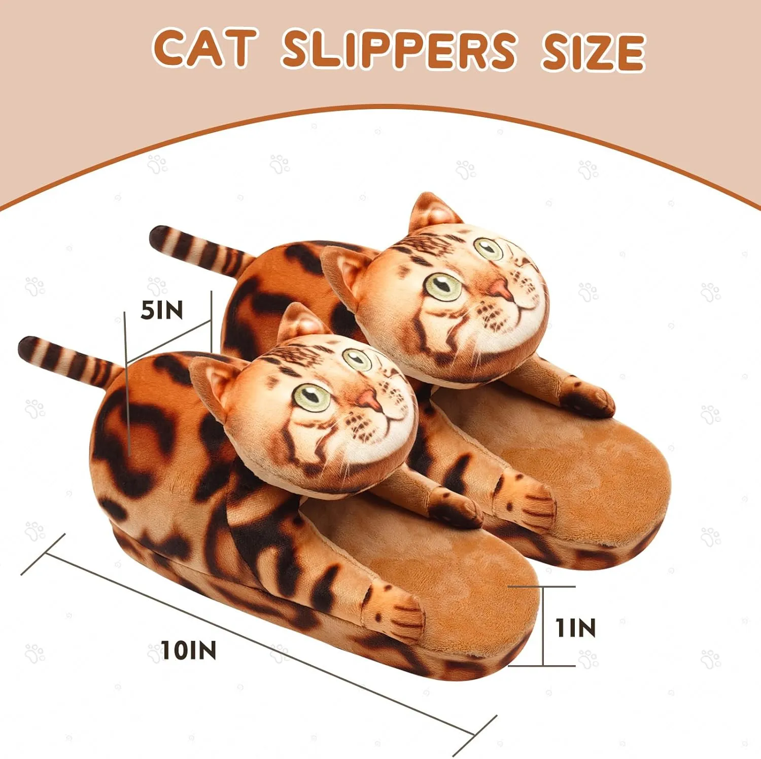 Funny Cat Slippers for Women,Fuzzy Animal Indoor House Shoes with Soft Memory Foam,Comfy Plush Warm Slip-on Slippers,Cat Gifts for Cat Lover