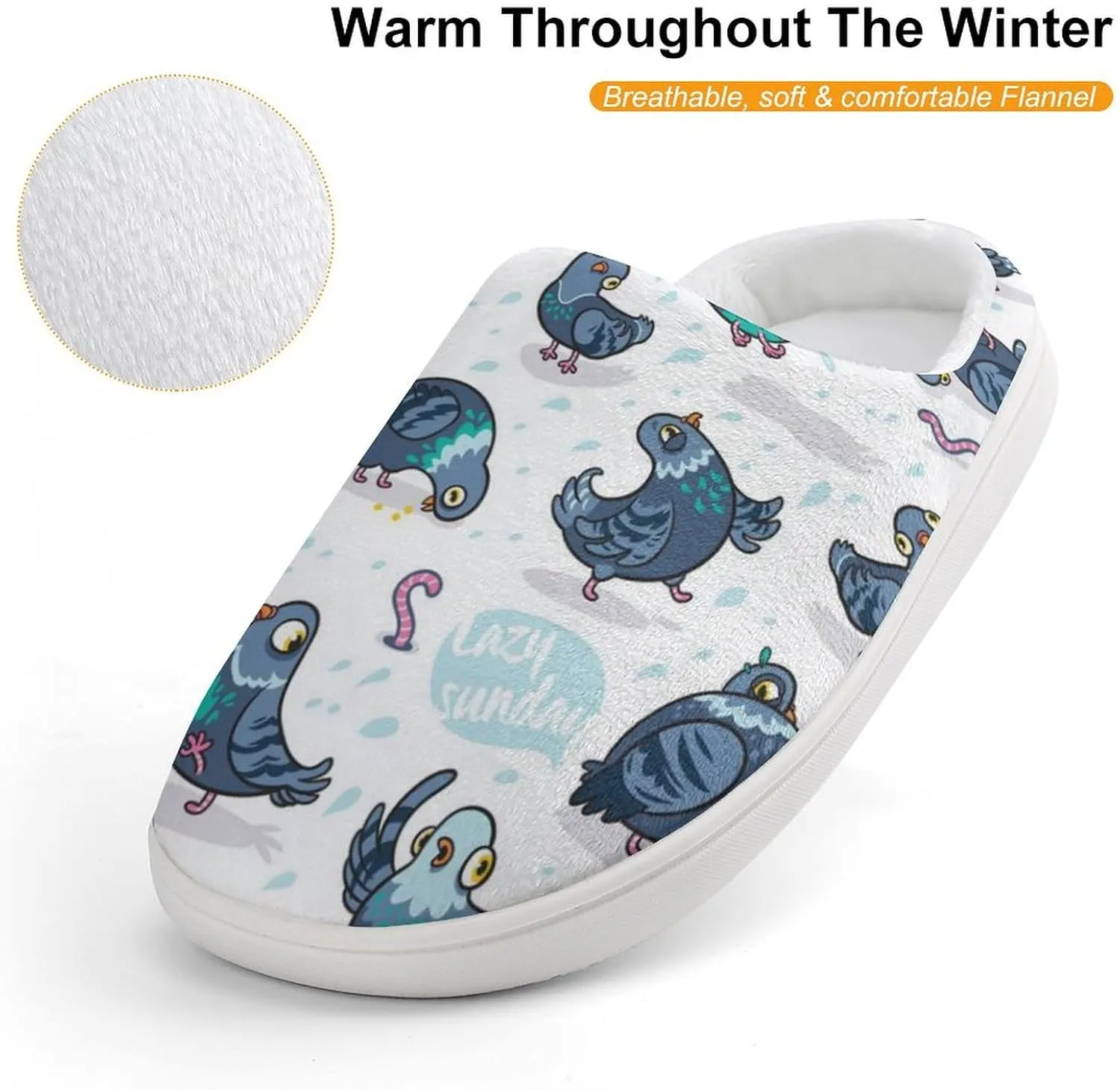 Funny Pigeons Cute Slippers For Girls Boys Anti Slip House Slipper Warm Shoes For Indoor Outdoor