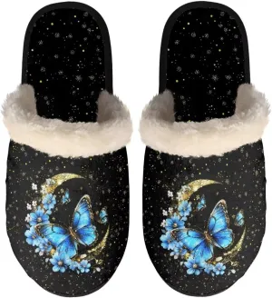 Fuzzy Slippers Cotton Casual House Slippers Breathable Slipper Cozy Flannel Slipper Soft Non-slip Slides Slippers Bedroom Slippers