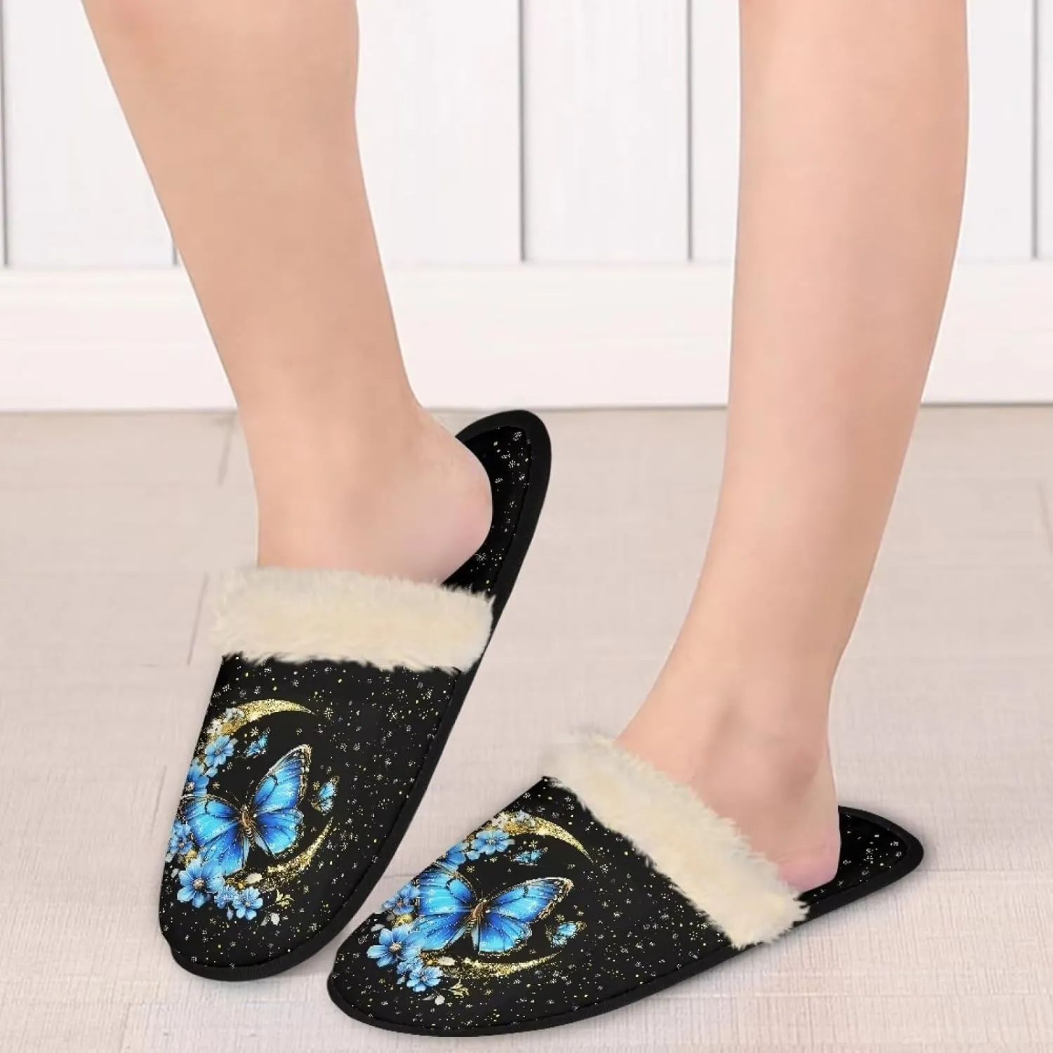 Fuzzy Slippers Cotton Casual House Slippers Breathable Slipper Cozy Flannel Slipper Soft Non-slip Slides Slippers Bedroom Slippers