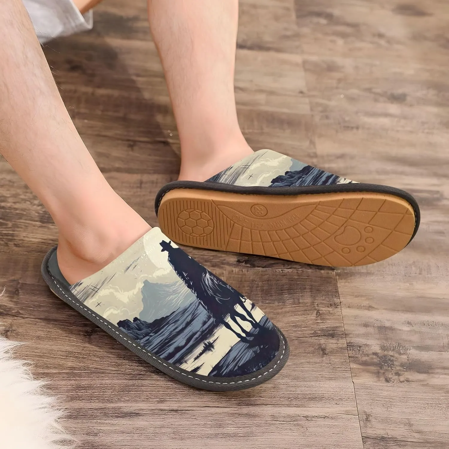 Fuzzy Slippers for Women Men Cozy Memory Foam Scuff Slippers Warm House Shoes Indoor/Outdoor