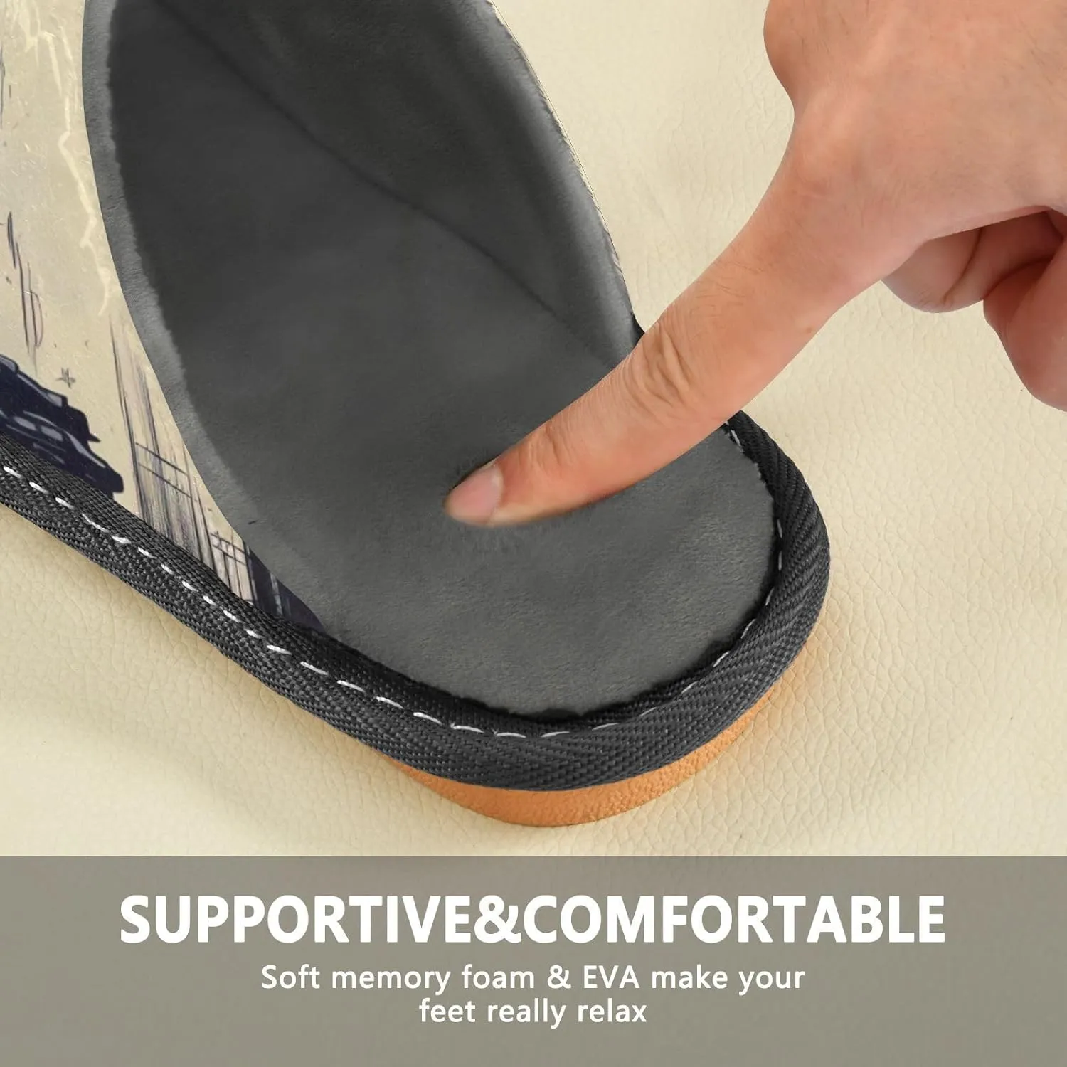 Fuzzy Slippers for Women Men Cozy Memory Foam Scuff Slippers Warm House Shoes Indoor/Outdoor