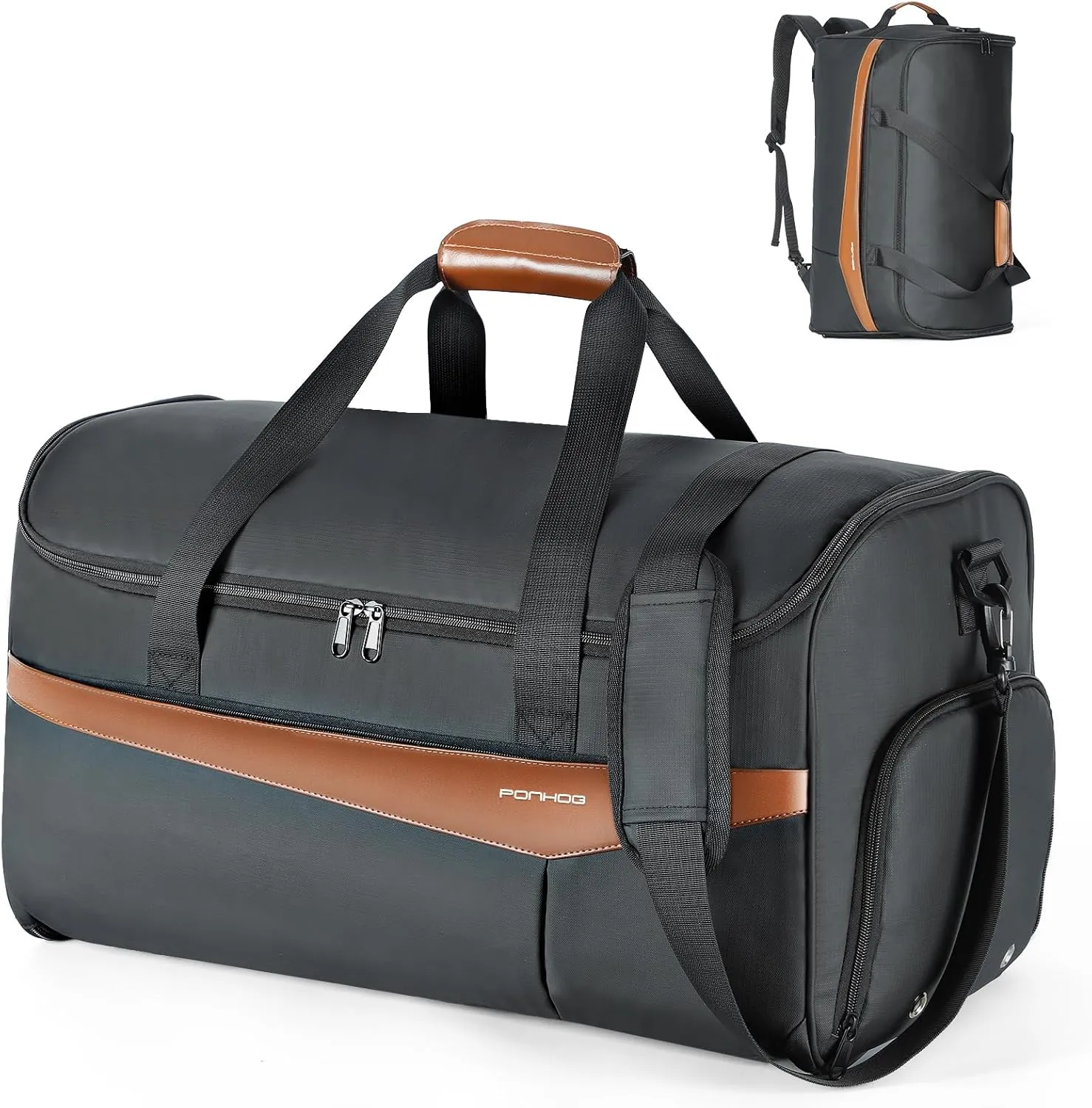 Garment Bags for Travel - Convertible Carry on Garment Duffle Bag with Shoe Compartment, 3 in 1 Hanging Travel Suit Bag with Shoulder Strap for Men Women, Black