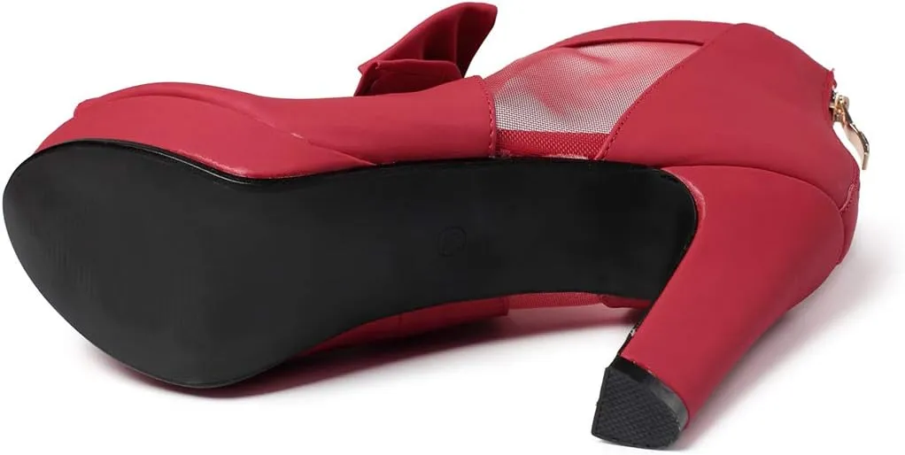 GATUXUS Open Toe Women Platform High Heel Shoes Bows Strappy Sandals