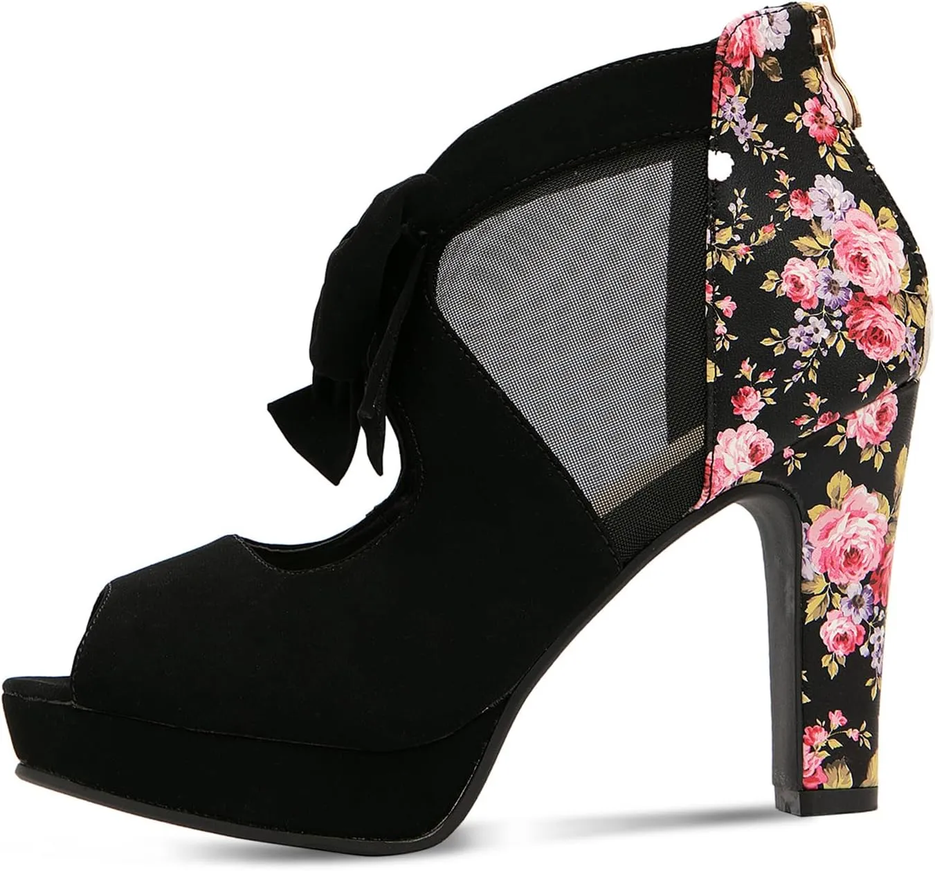 GATUXUS Open Toe Women Platform High Heel Shoes Bows Strappy Sandals