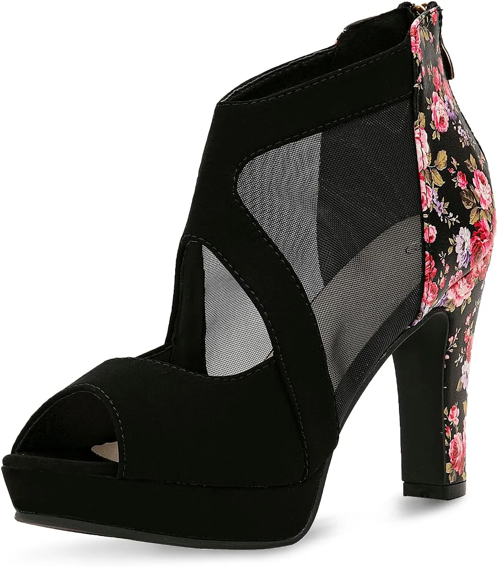 GATUXUS Open Toe Women's Platform Chunky High Heel Sandals Shoes Sexy Heels Strappy Sandals