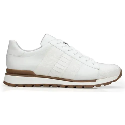 Genuine Ostrich Leg Sneakers - Men's Belvedere Blake White Casual Leather Shoes