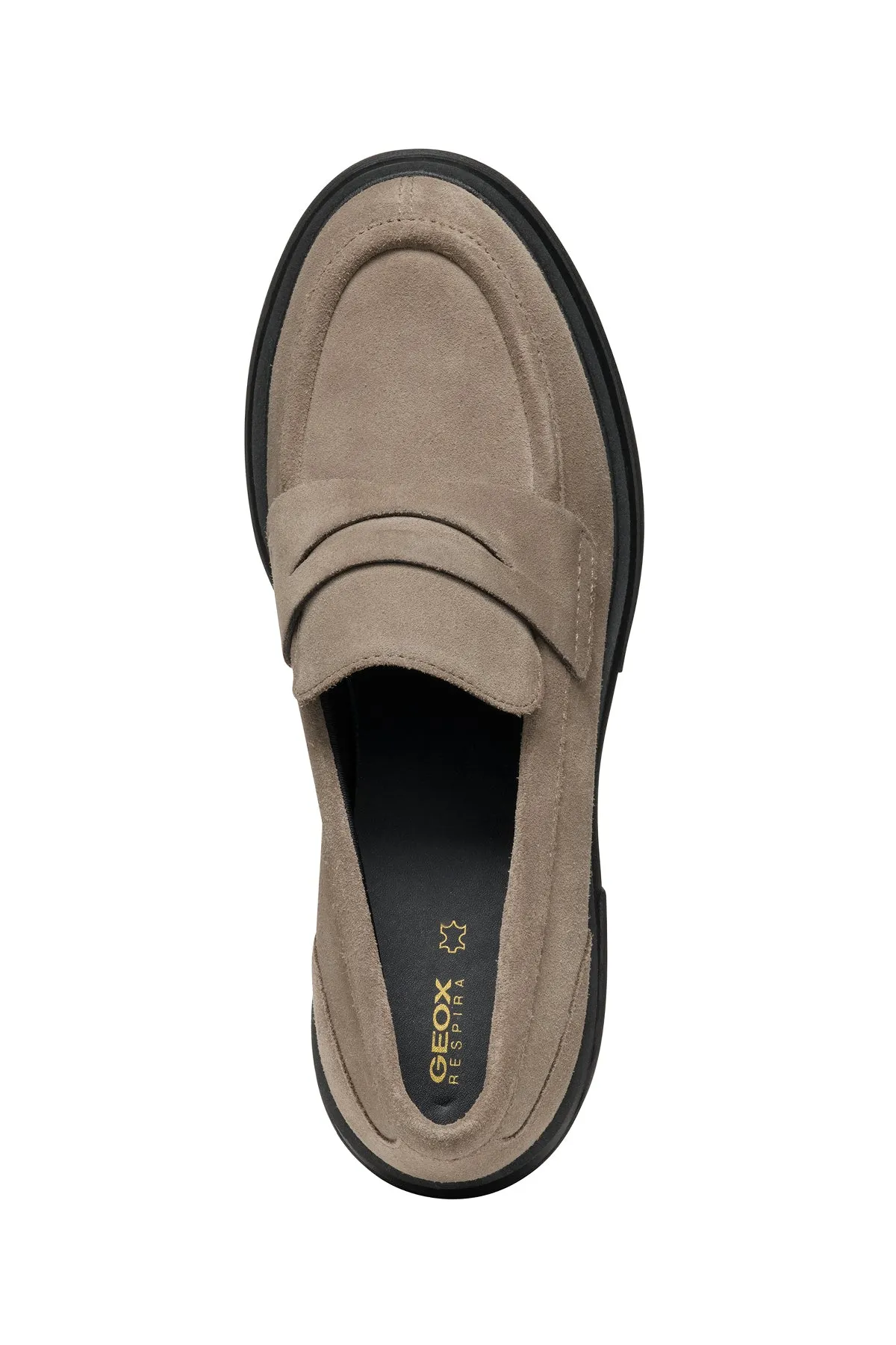 Geox Kadın Vizon Spherica Ec15 Kalın Topuklu Süet Deri Maskülen Loafer