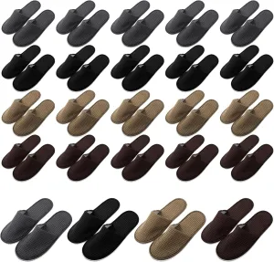Geyoga 24 Pairs House Slipper for Guest Washable Reusable Soft Non Slip Disposable Slipper for Travel Hotel Spa Wedding Party Shoeless Home Coral Fleece
