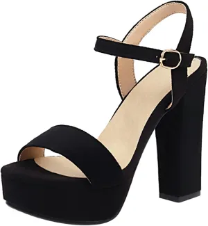 Gicoiz Suede Block Heels Women Open Toe Platform Sandals