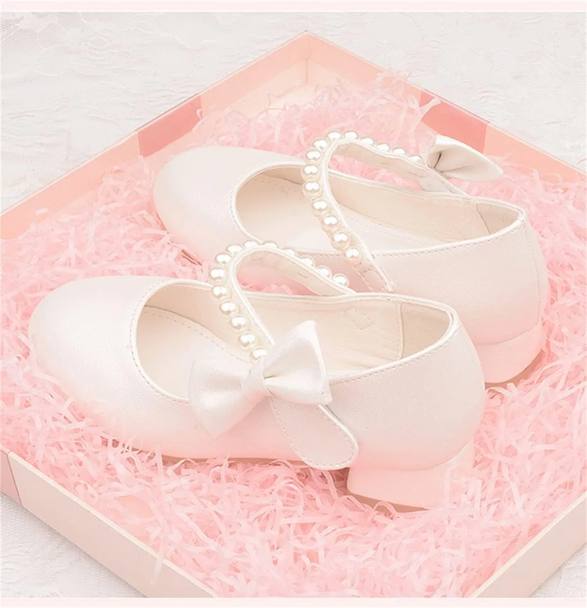Girls Dress Shoes Mary Jane Flower Girl Low Heels Princess Shoes for Wedding Party 5519