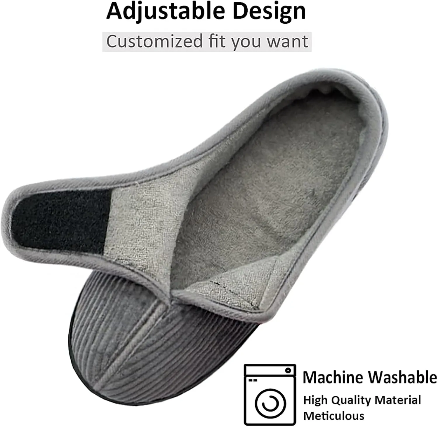 Git-up Diabetic Slippers Shoes for Men Arthritis Edema Adjustable Closure Toe Swollen Feet Slippers Memory Foam Comfy Bedroom House Indoor Outdoor Shoes…