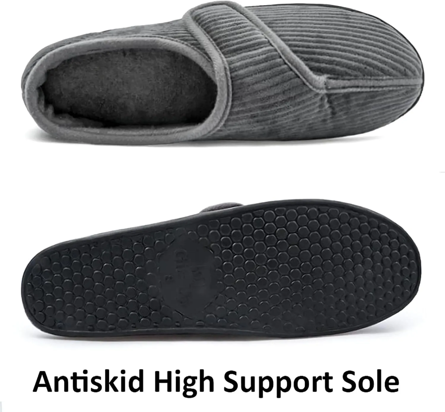 Git-up Diabetic Slippers Shoes for Men Arthritis Edema Adjustable Closure Toe Swollen Feet Slippers Memory Foam Comfy Bedroom House Indoor Outdoor Shoes…