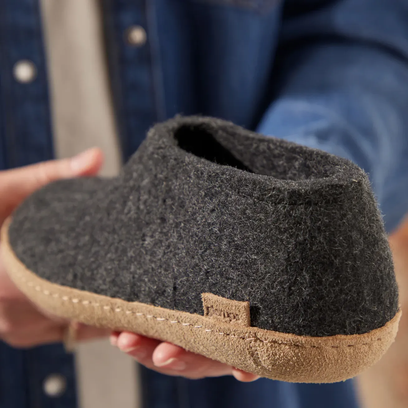 Glerups The Shoe Charcoal - Leather Sole