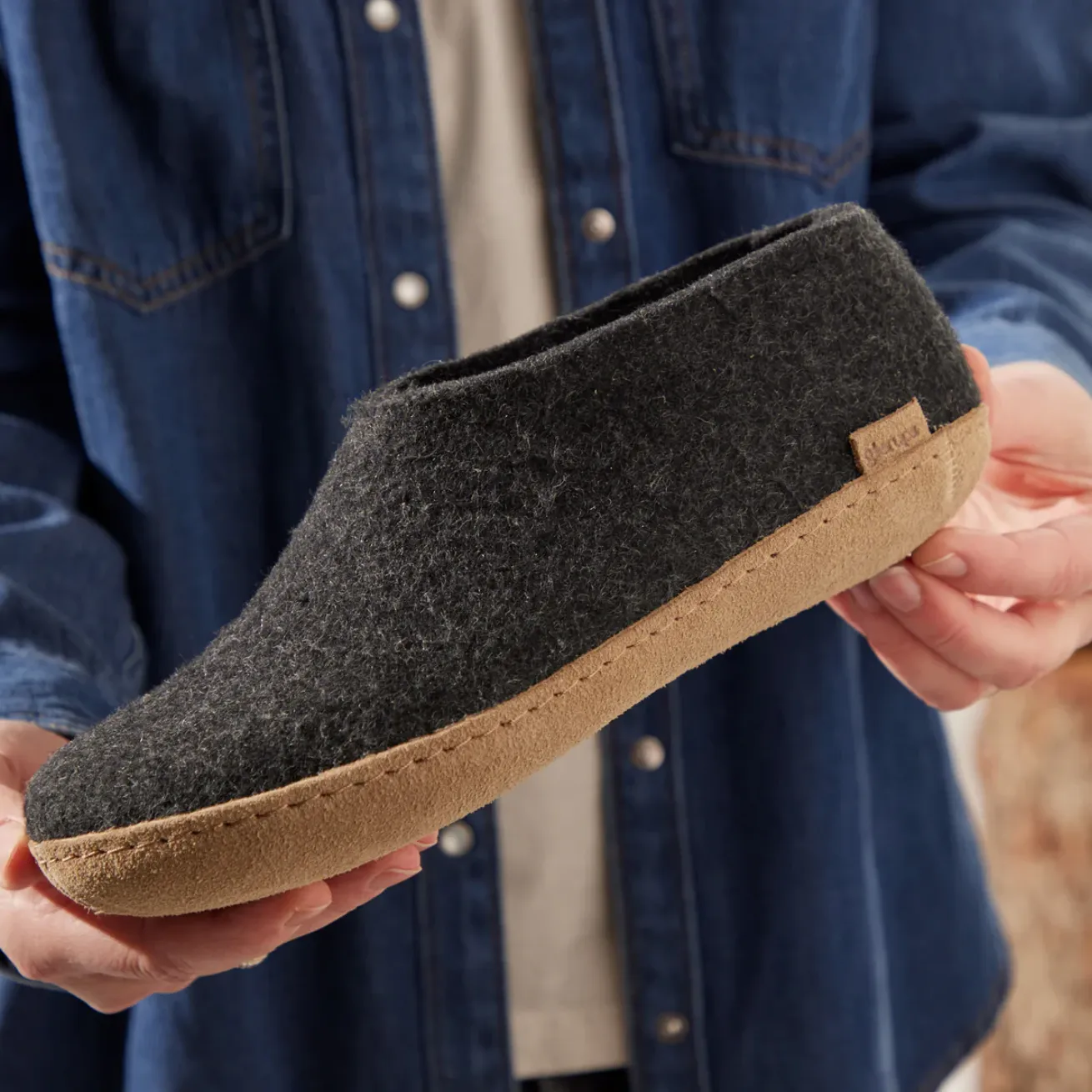 Glerups The Shoe Charcoal - Leather Sole