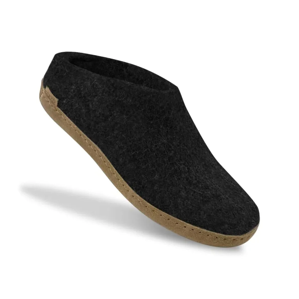 Glerups Women's Model B Slipper with Leather Sole Charcoal