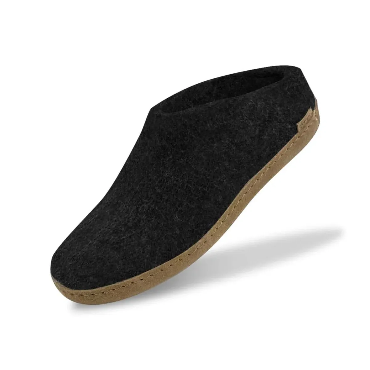 Glerups Women's Model B Slipper with Leather Sole Charcoal