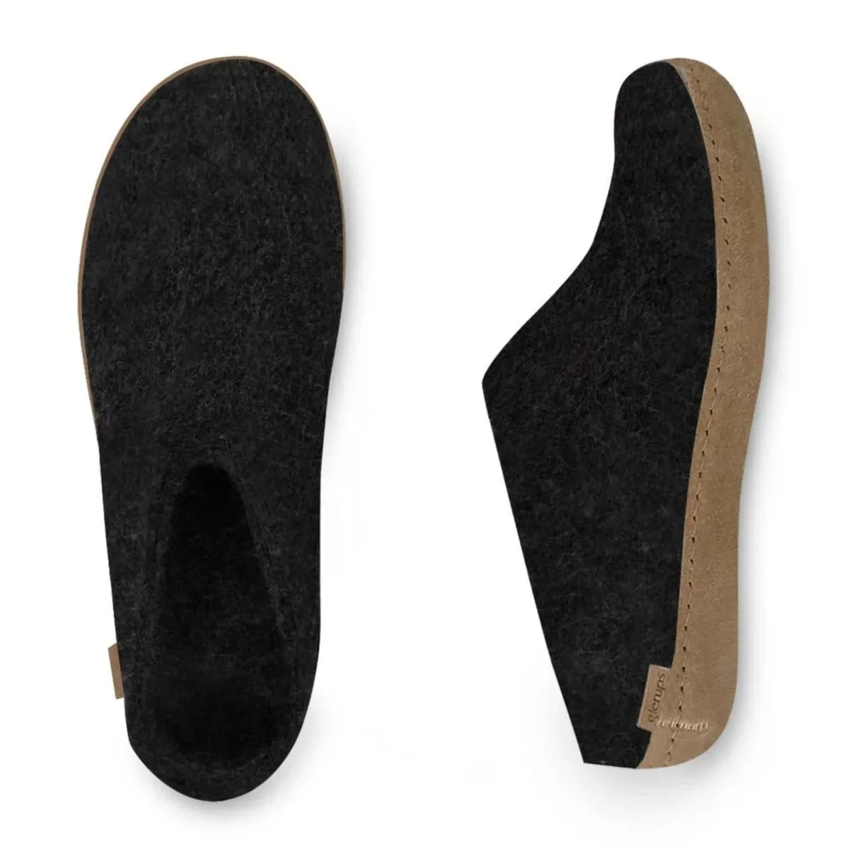 Glerups Women's Model B Slipper with Leather Sole Charcoal