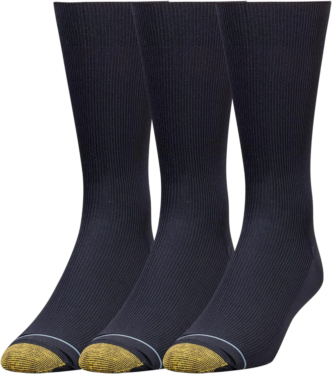 GOLDTOE Men's Metropolitan Crew Dress Socks, 3-Pairs