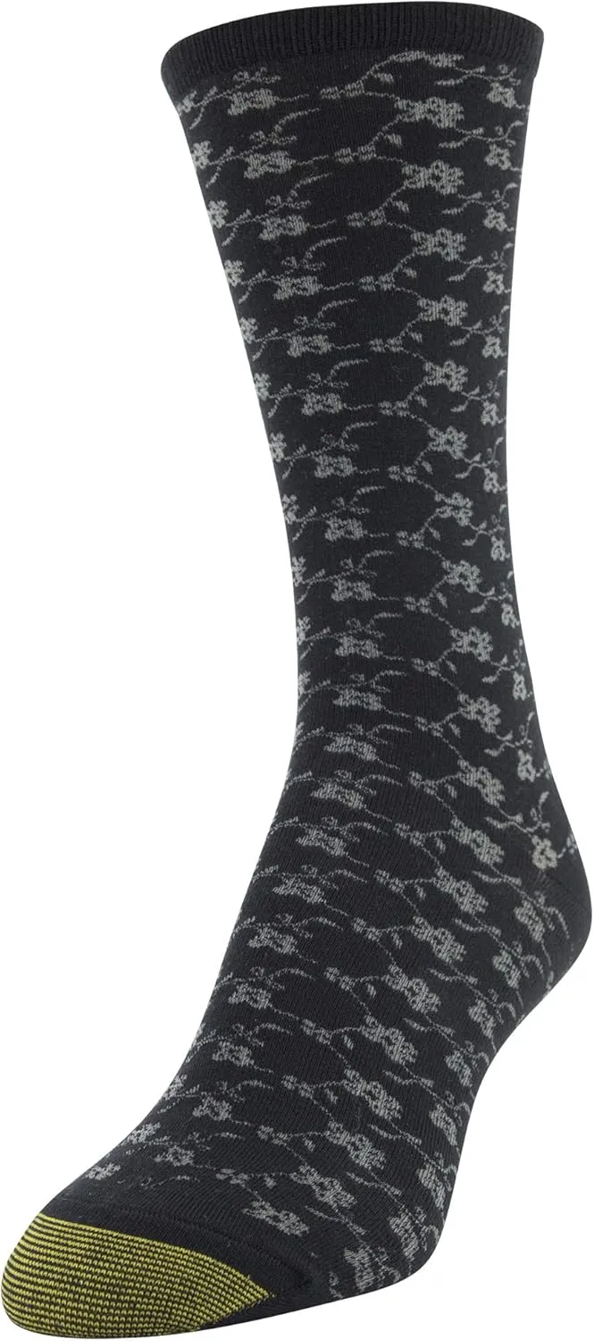 GOLDTOE Women's Floral Dress Crew Socks, 3 Pairs