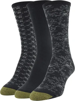 GOLDTOE Women's Floral Dress Crew Socks, 3 Pairs