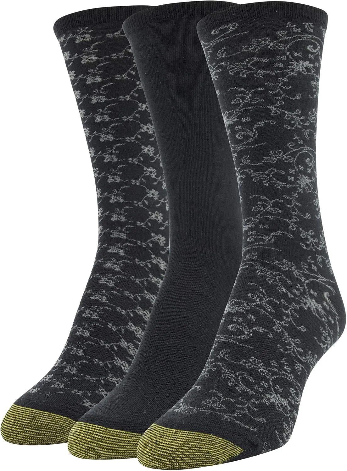 GOLDTOE Women's Floral Dress Crew Socks, 3 Pairs