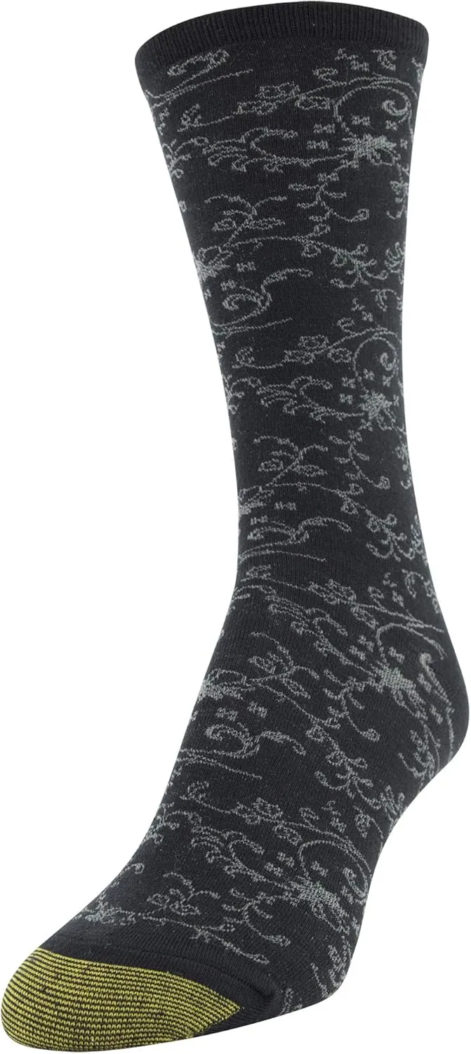 GOLDTOE Women's Floral Dress Crew Socks, 3 Pairs