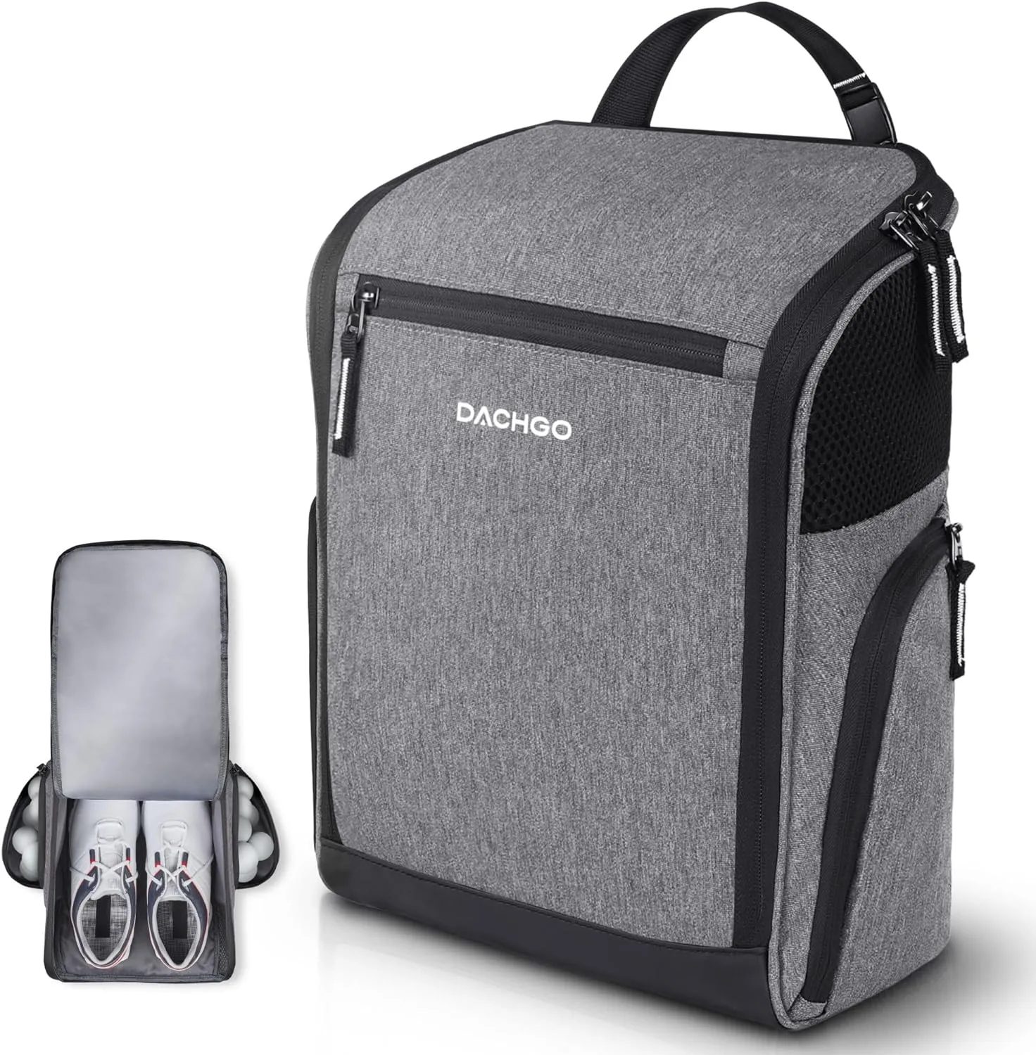 Golf Shoe Bag Men Women, Padded Golf Shoe Carry Bags with Clasped Strap Handle & Side Ventilation, 3 Pockets for Golf Tees, Balls & Accessories, Perfect for Sport Golf Baseball Soccer