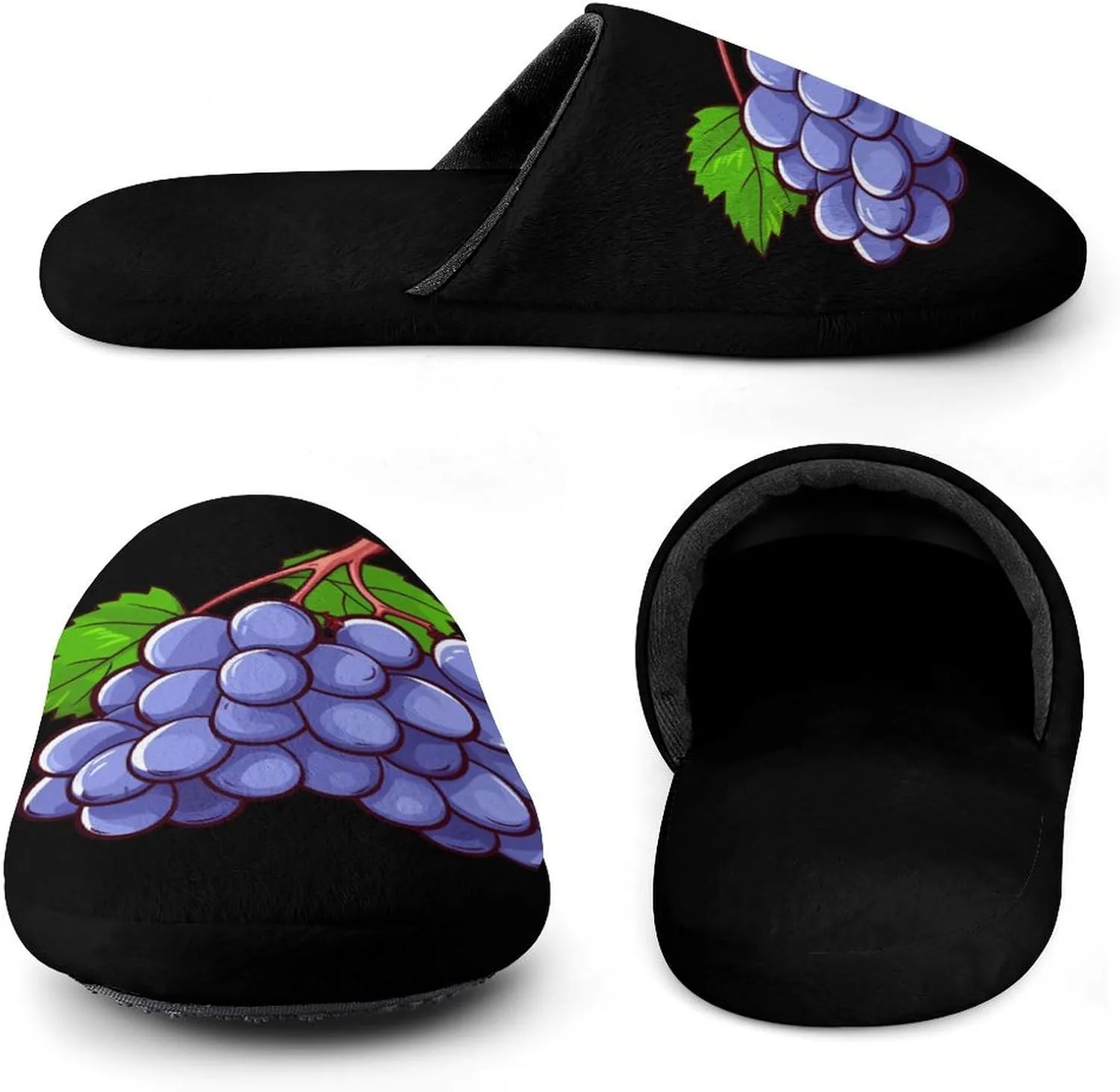 Grape House Slippers for Men Warm Plush Slip On Slipper for Indoor Outdoor