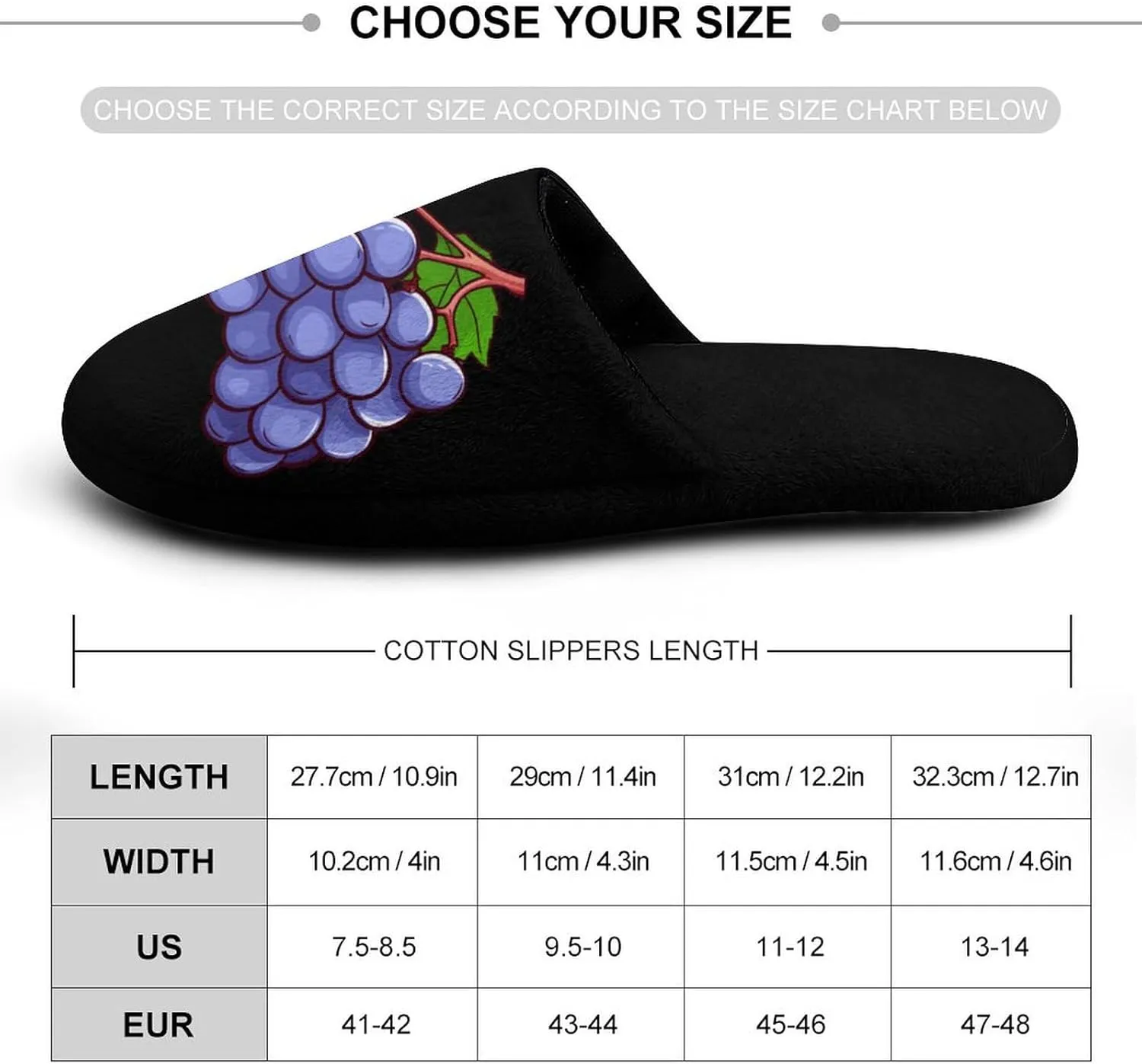 Grape House Slippers for Men Warm Plush Slip On Slipper for Indoor Outdoor