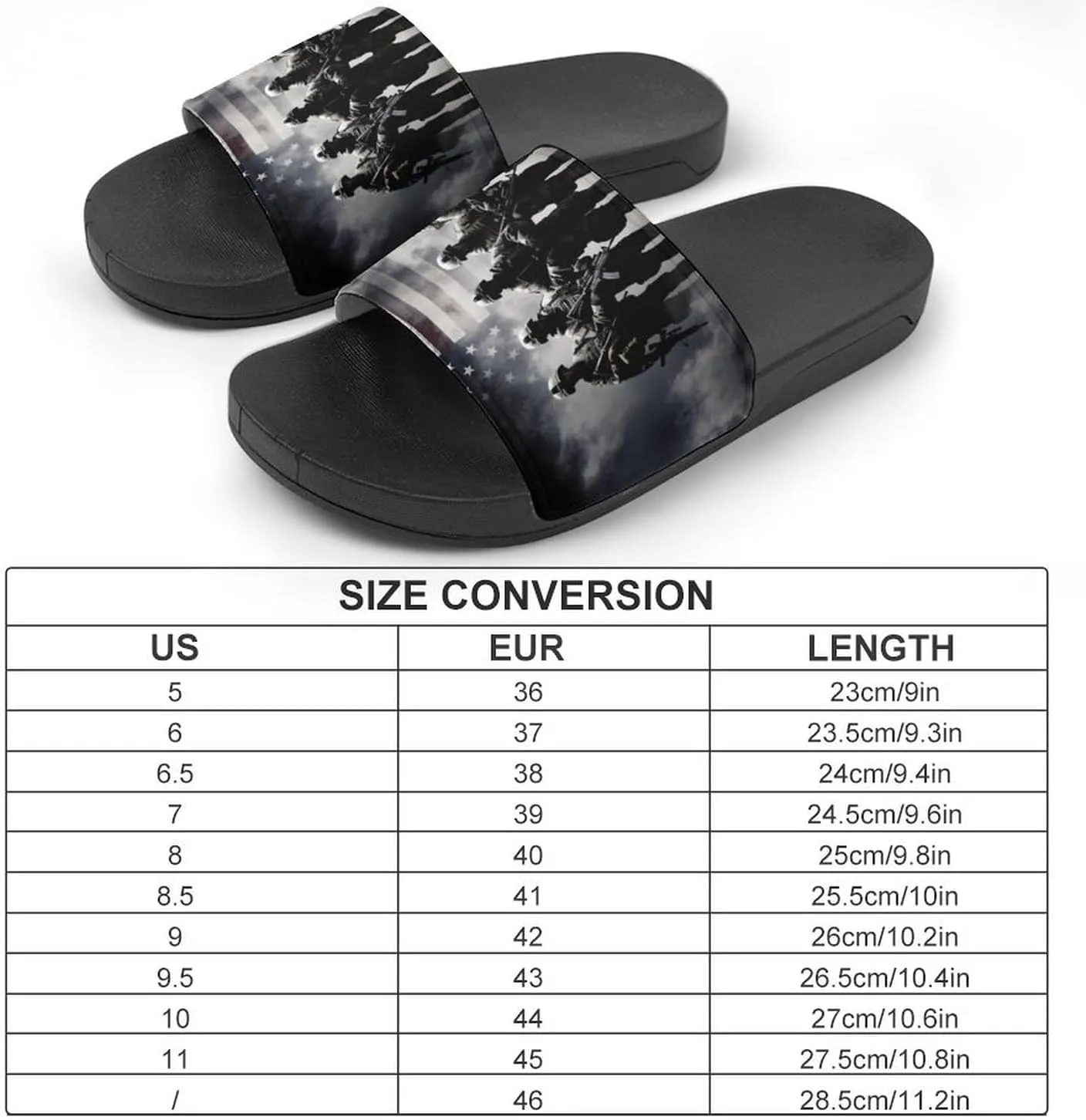 Grunge American Army Soldiers with Flag PVC Home Slippers Non Slip Shower Shoes Bathroom Slippers Sandals for Women Men