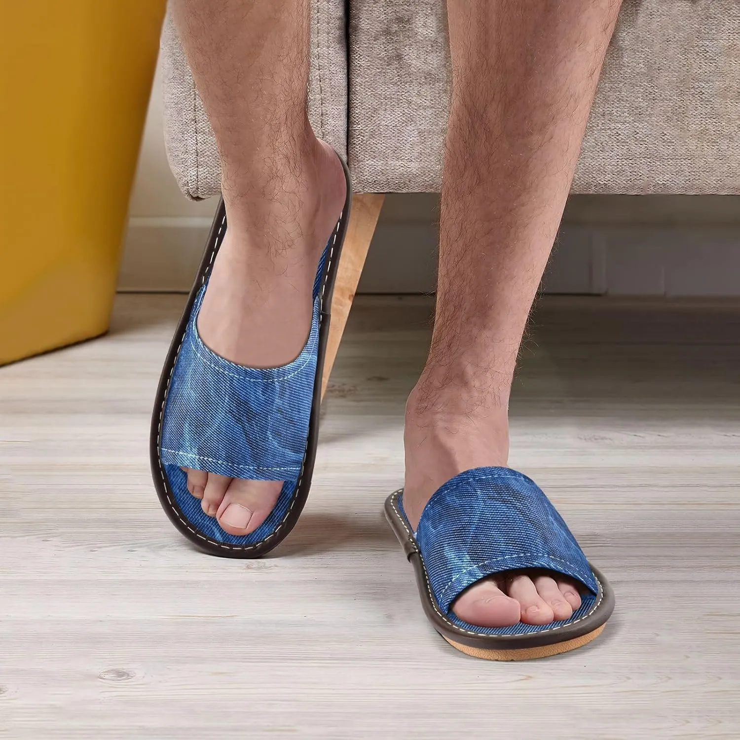 GuoChe Colored Stripes Disposable Slippers Indoor Summer Lightweight Slip on Home Shoes for Party Travel