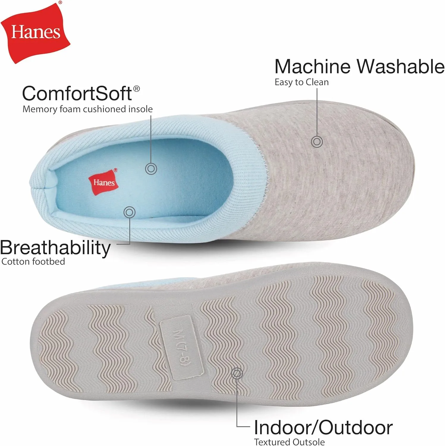 Hanes womens Soft Waffle Knit Clog Slippers With Indoor/Outdoor Sole