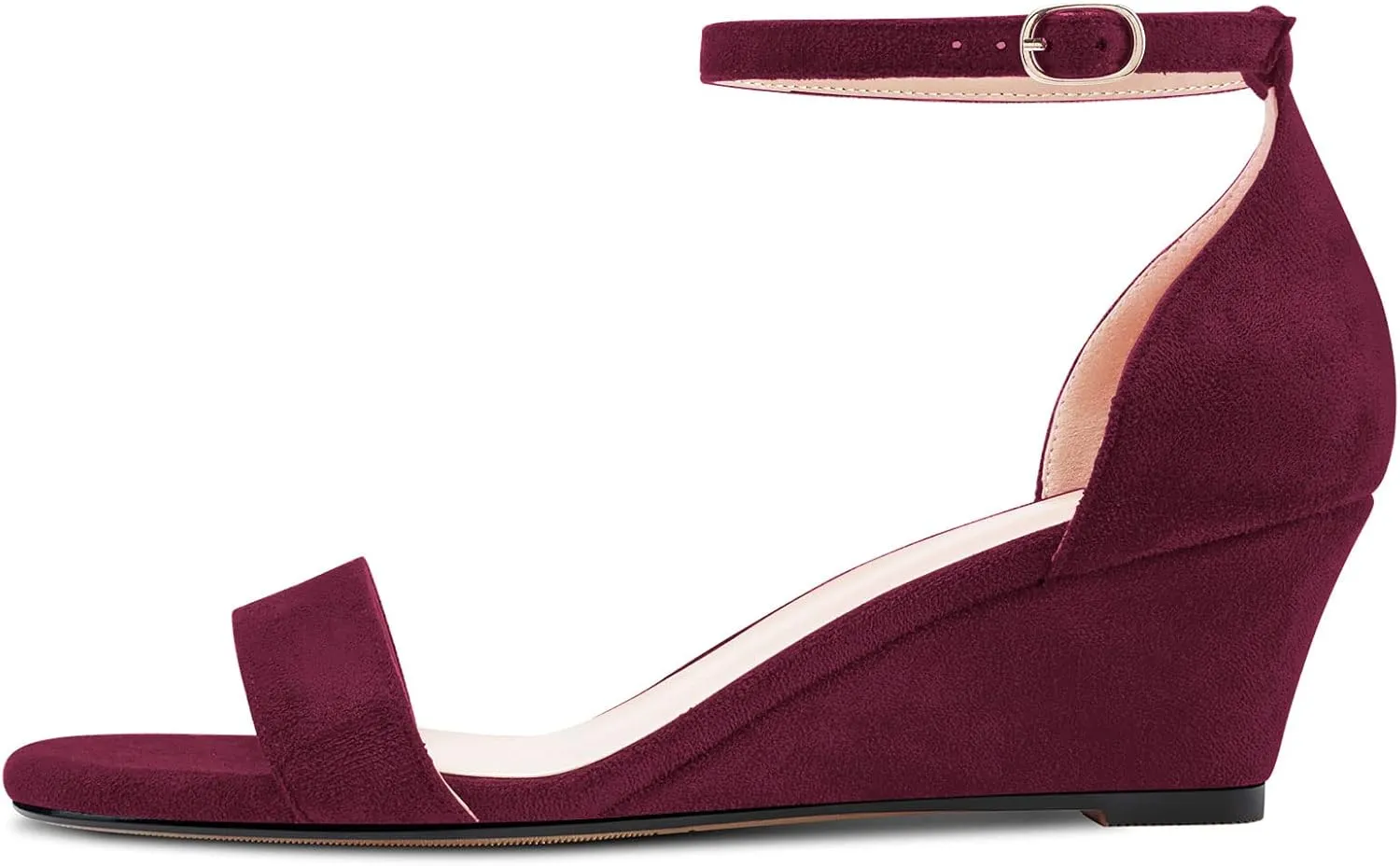 HDEUOLM Women Mid Heel Wedge Ankle Strap Sandals Peep Open Toe Clear Dress 2.0 Inches Heels Shoes