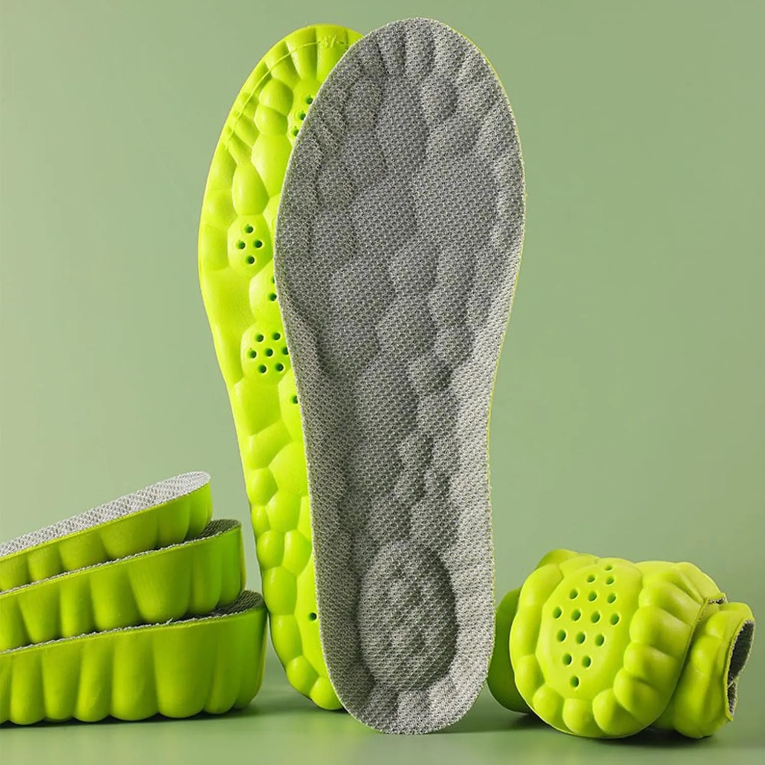 Height Increase Insoles for Men Wowen-4D Cloud Technology Insole-Super Soft Comfort Elevator Insoles, Memory Foam Heel Lift Inserts (Green, Lift 2.5CM/Men: US 8-12)