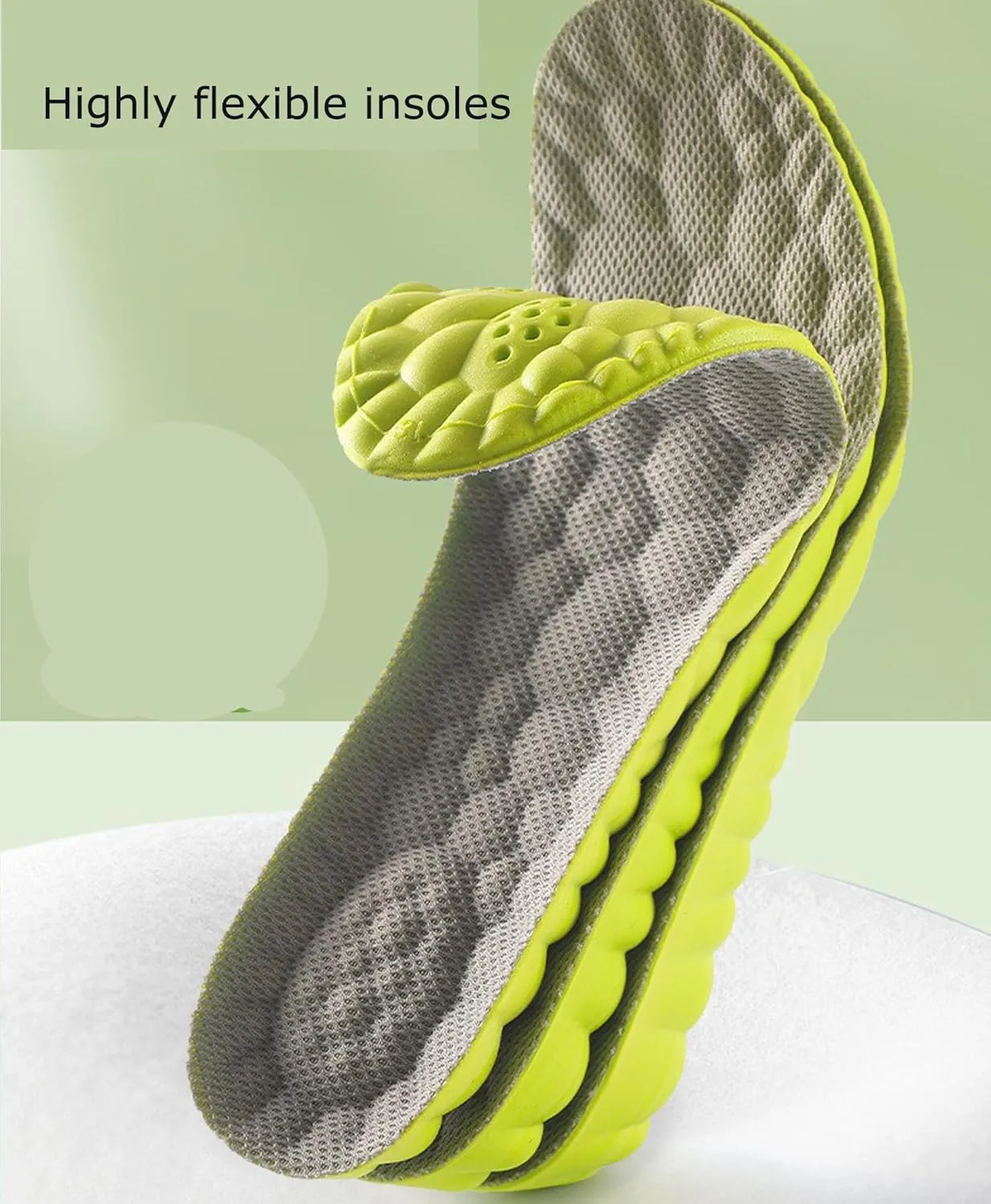 Height Increase Insoles for Men Wowen-4D Cloud Technology Insole-Super Soft Comfort Elevator Insoles, Memory Foam Heel Lift Inserts (Green, Lift 2.5CM/Men: US 8-12)