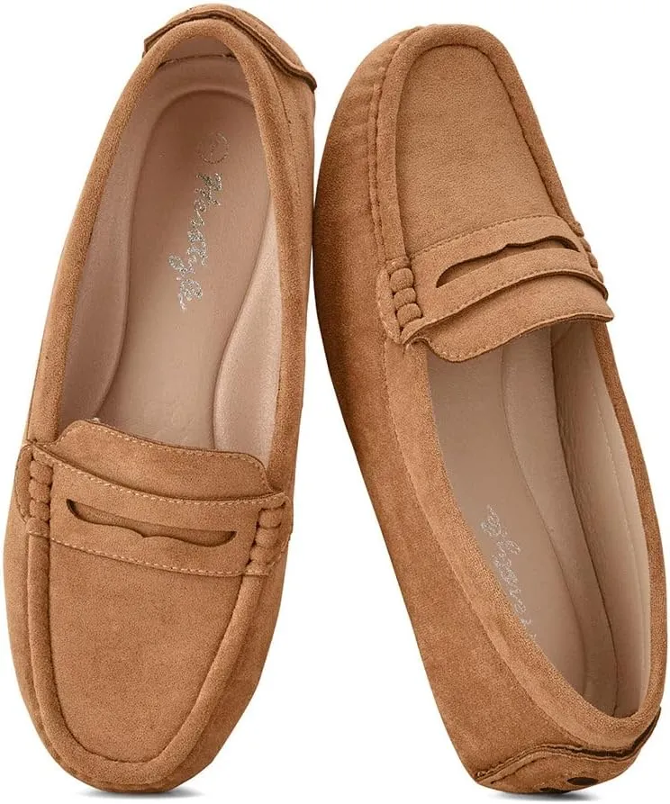 Herstyle Women's Penny Loafers, Slip On Flats for Business & Work, Comfortable Driving Moccasins with Cushioned Footbed, Lightweight Dressy Shoes for Women (Trendy 2025)