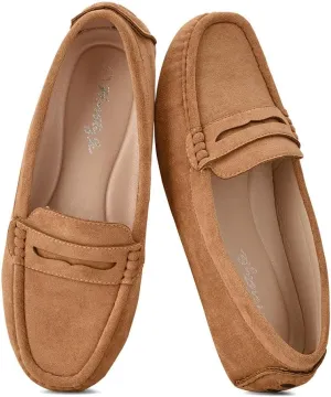 Herstyle Women's Penny Loafers, Slip On Flats for Business & Work, Comfortable Driving Moccasins with Cushioned Footbed, Lightweight Dressy Shoes for Women (Trendy 2025)